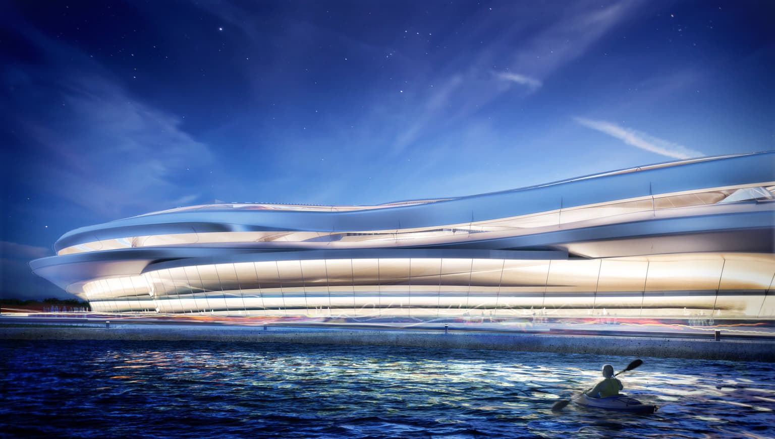 Saudi Arabia Congress Center - architectural visualization at night